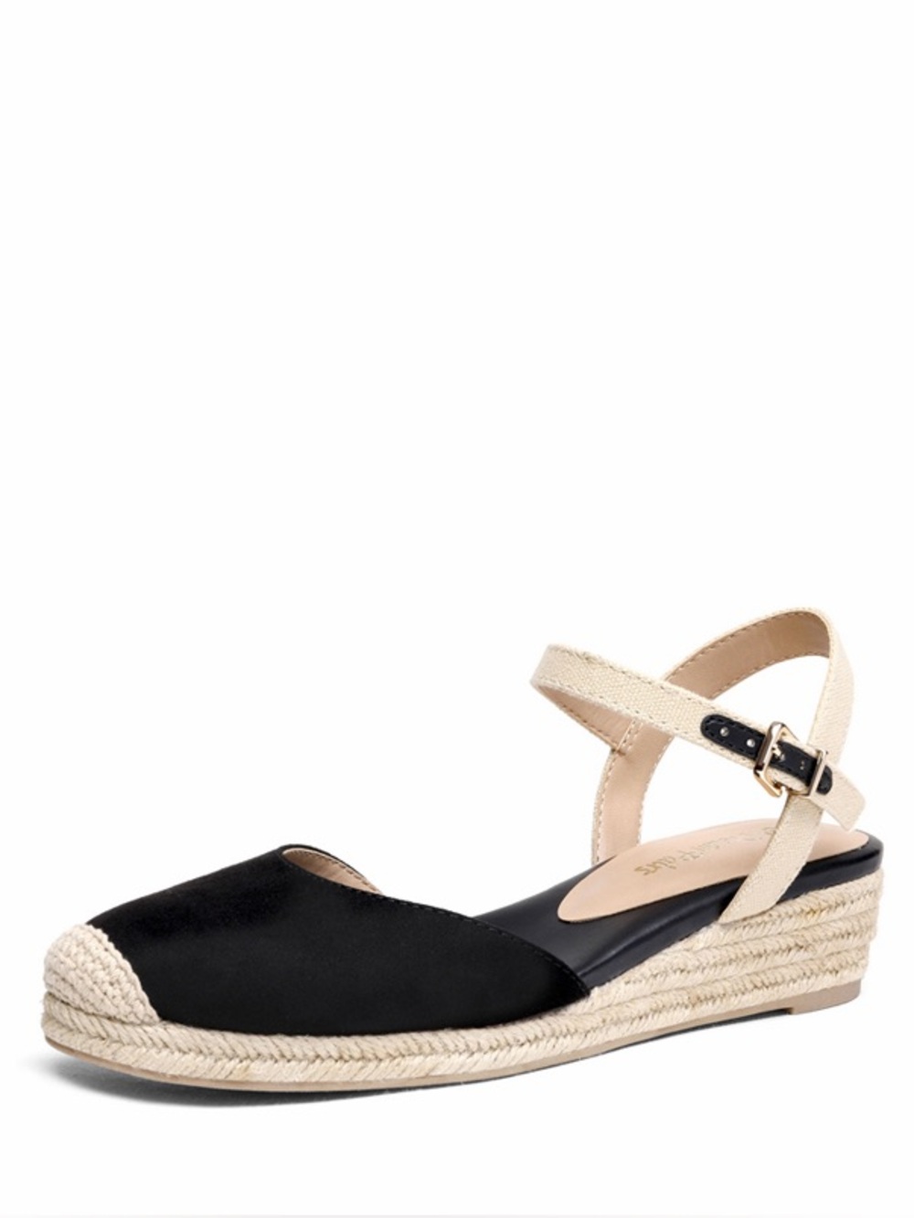 Dream Pairs Espadrille Wedge Sandal in Black and Cream